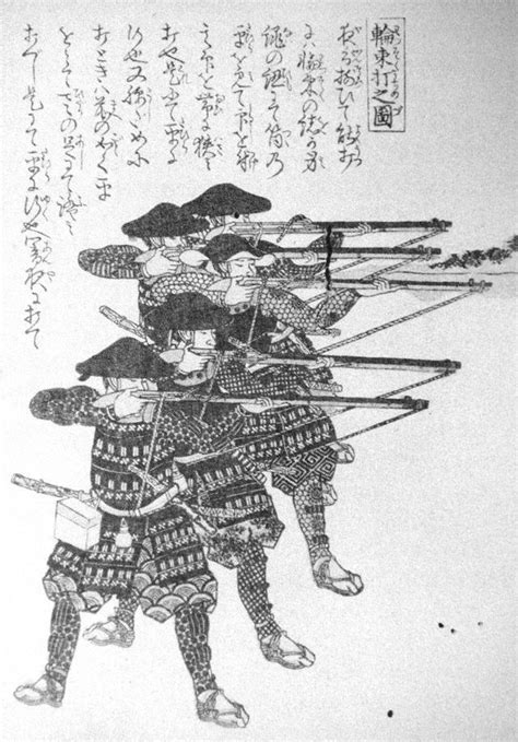 Ashigaru Wearing Armor And Jingasa Firing Tanegashima Japanese