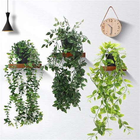 Insanyj Artificial Plants Indoor Outdoor 3 Packs Fake Plants