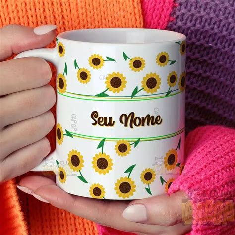 Caneca Personalizada Girassol Lines Canecas Personalizadas