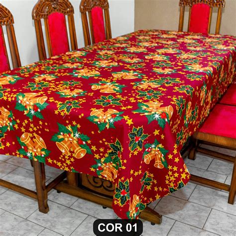 Toalha De Mesa Natalina 6 Lugares Retangular 2 00x1 40 Oxford Estampado