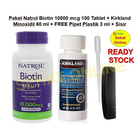 Jual Paket Kirkland Minoxidil 5 60 Ml Natrol Biotin 10000 Mcg 100