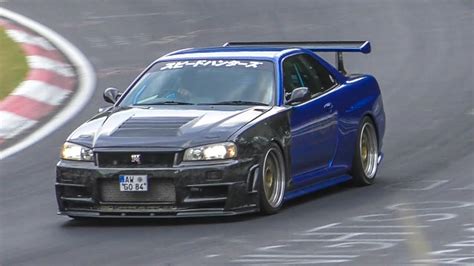 Forged Carbon Nissan R34 GTR Tracktool On The Nurburgring Nordschleife