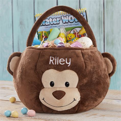 Monkey Embroidered Plush Easter Basket Easter Easter Basket Easter