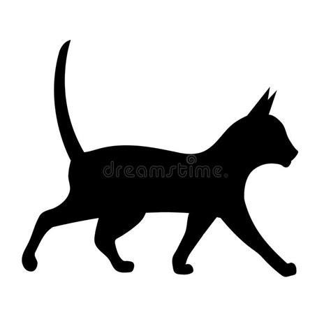 Black Silhouette of a Walking Cat Stock Vector - Illustration of sign ...