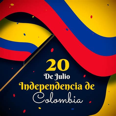 손으로 그린 20 de julio independencia de colombia 그림 무료 벡터