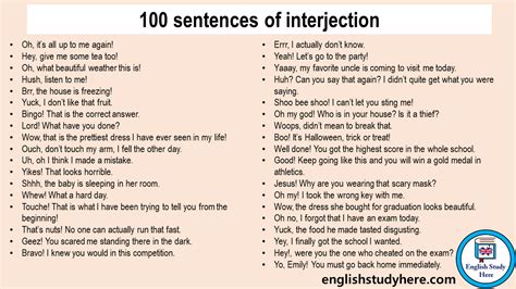 100 sentences of interjection - English Study Here