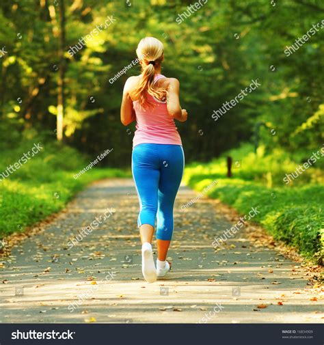 Pretty Young Girl Runner Forest Stock Photo 16834909 Shutterstock