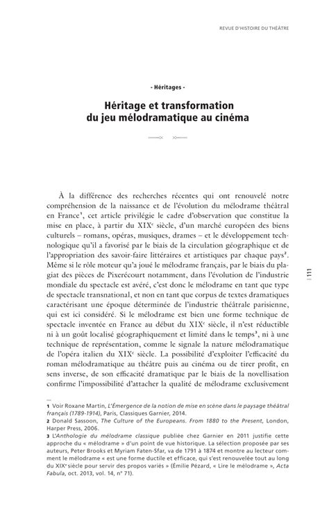 PDF Héritages Héritage et transformation du jeu mélodramatique au cinéma