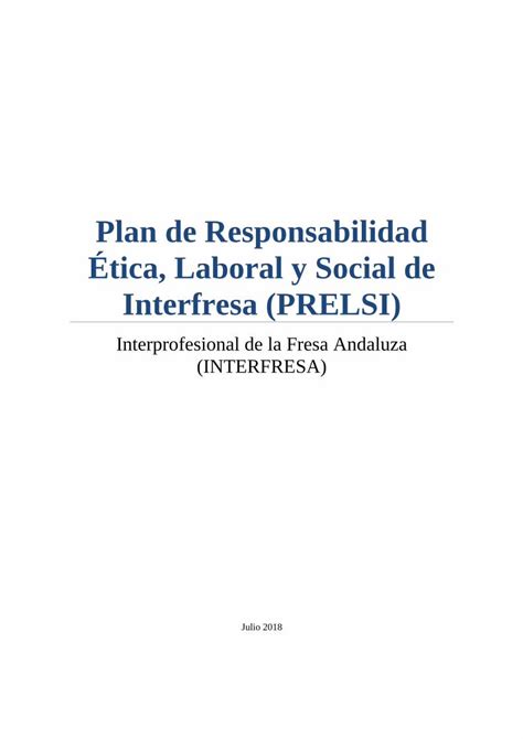 PDF Plan de Responsabilidad Ética Laboral y Social de Interfresa