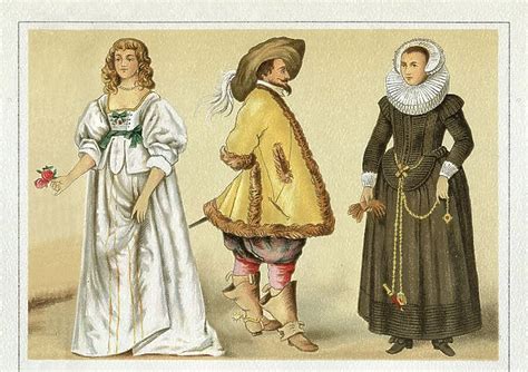 Traditional clothing England and Germany 17th century