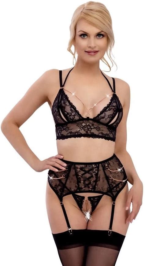 Abierta Fina Komplet Bielizny Straps Set Czarny XL Ceneo Pl