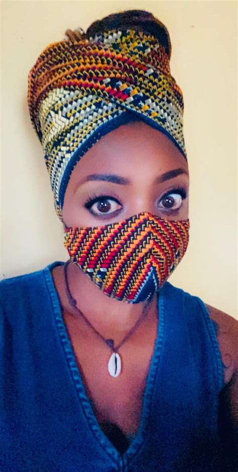 African Ankara Kente Head Wrap And Face Mask Combo Etsy African