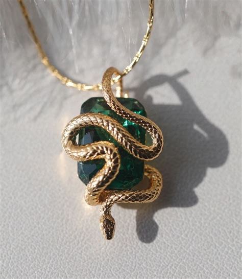 Gold Plated Water Drop Crystal Multicolor Zircon Snake Pendant Necklace