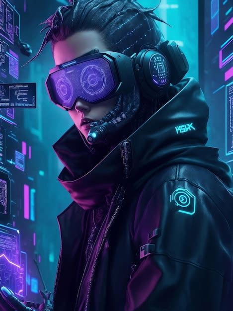 Premium AI Image Cyberpunk Hacker In A Futuristic Generative AI