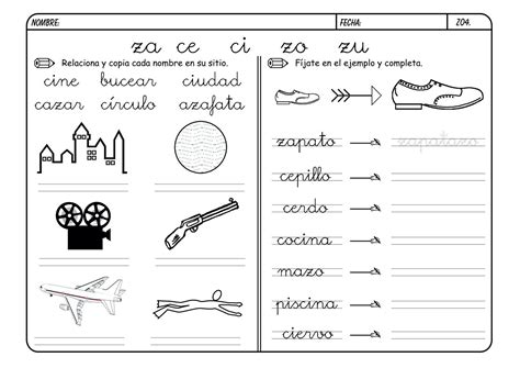 El Rincón De Aurora Fichas De Las Grafías Za Zo Zu Ce Y Ci