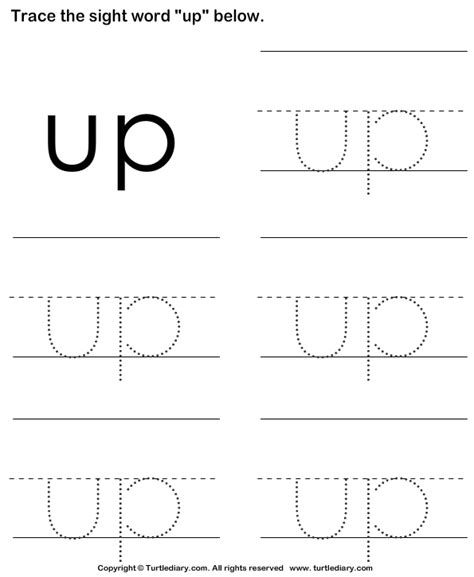 Download And Print Turtle Diary S Sight Word Up Tracing Sheet Worksheet Our Large Collection Of