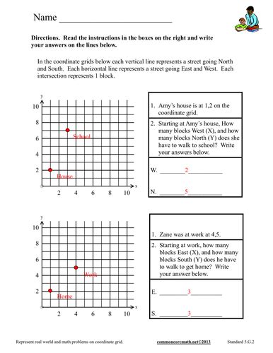 Coordinate Plane Word Problems Workbook 5g2 Teaching Resources