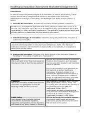 C A Healthvana Innovation Assessment Worksheet Pdf Healthvana