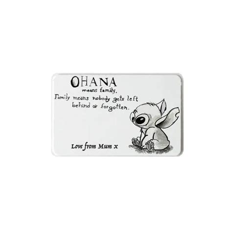 Disney Lilo And Stitch Ohana Quote Personalised On Metal Wallet Card