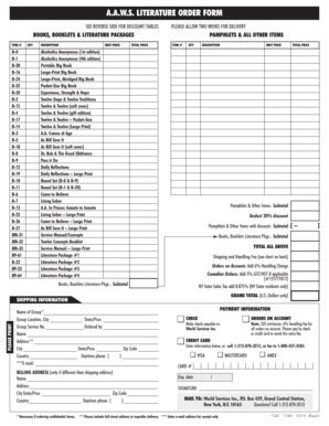 Aa Literature Order Form Fill And Sign Printable Template Online