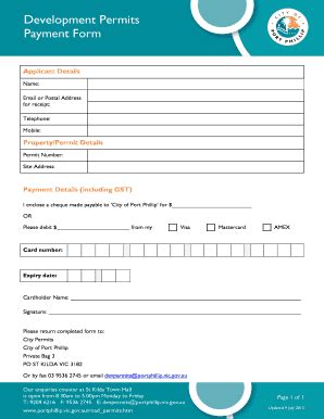 Fillable Online Portphillip Vic Gov Development Permits Payment Form