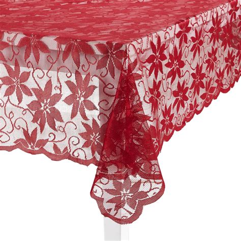 Essential Home 60 X 102 Poinsettia Ribbon Lace Tablecloth Home Dining And Entertaining