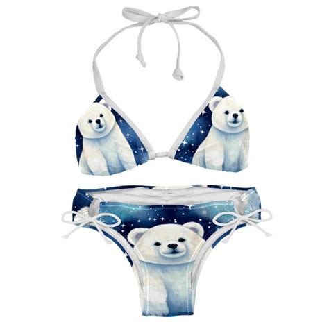 Starry Polar Bear Detachable Sponge Adjustable Strap Bikini Set Two Pack Swimsuit Swim Suit