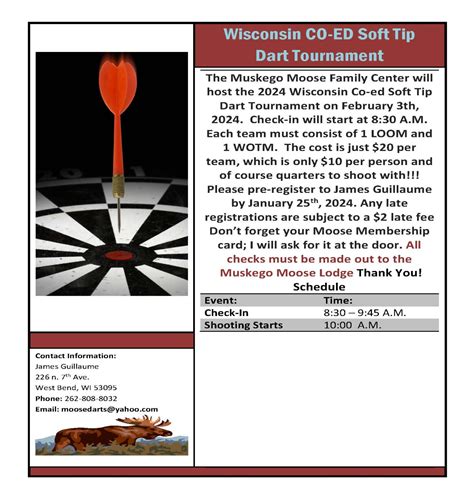 2024 Wisconsin CO-ED Soft Tip Dart Tournament – Wisconsin Moose Association