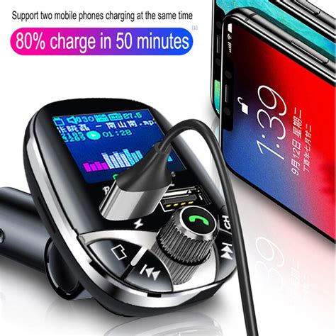 JINSERTA Remote Control Bluetooth FM Transmitter Modulator Color Screen