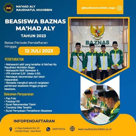 Beasiswa Baznas Mahad Aly Tahun 2023 Ma Had Aly Raudhatul Muhibbin