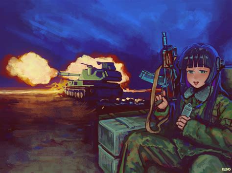 Safebooru 1girl Absurdres Aks 74u Assault Rifle Black Hair Blunt