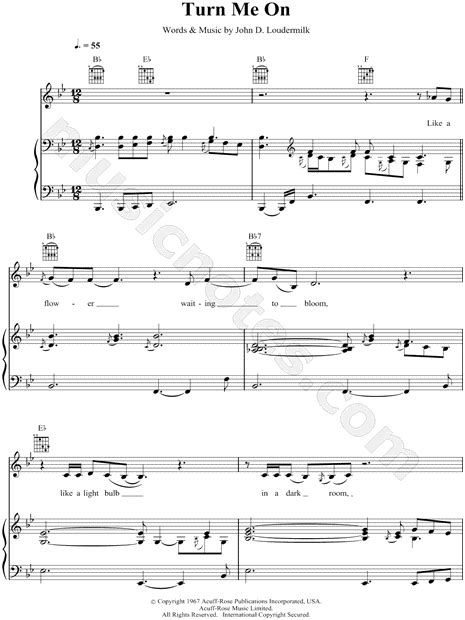 Norah Jones Turn Me On Sheet Music In Bb Major Transposable Download And Print Sku Mn0053811