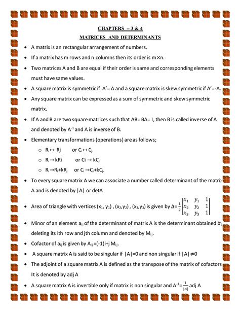 Notes Of Matrices And Determinants Pdf