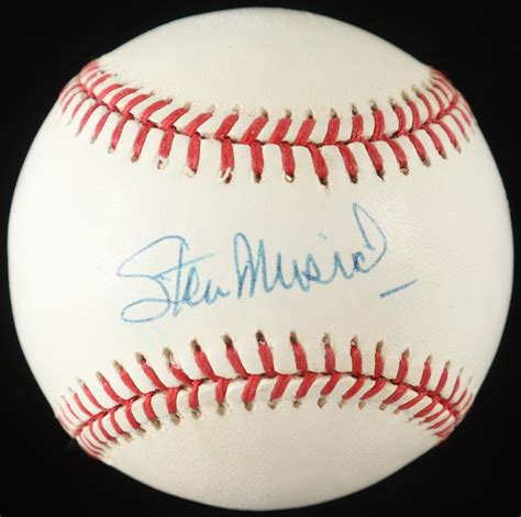 Stan Musial Signed Onl Baseball With Wood Display Case And Hall Of Fame