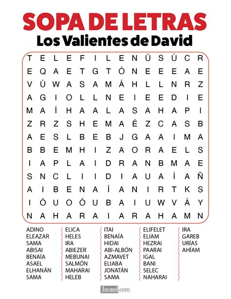 Sopa De Letras Los Valientes De David Sopa De Letras Sopas De