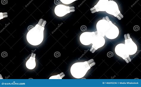 Light Bulb Animation Background Light Bulbs On Black Background Stock