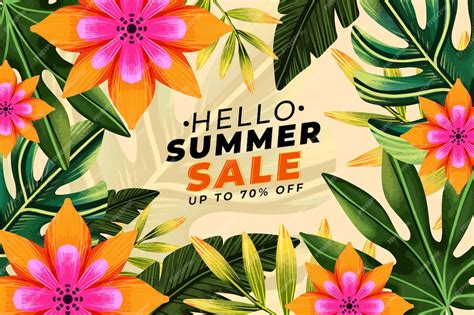 Free Vector Hand Painted Watercolor Hello Summer Sale Illustration