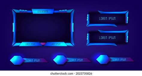 Set Futuristic Stream Overlay Geometric Frames Stock Vector Royalty