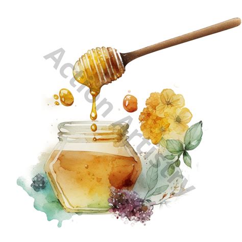 Watercolor Honey Bee Clipart, Watercolor Bee Clip Art, Spring Honey Bee ...