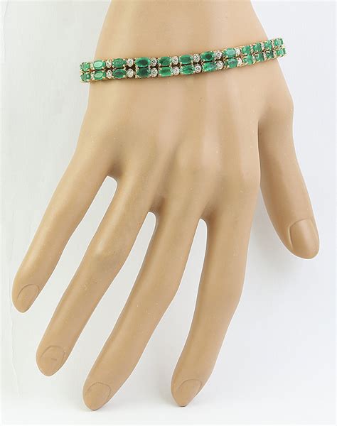 Emerald And Diamond Bracelet In 14k Yellow Gold Etsy