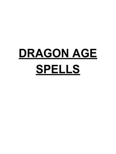 Dragon Age Spell List | PDF | Decomposition | Disciplines