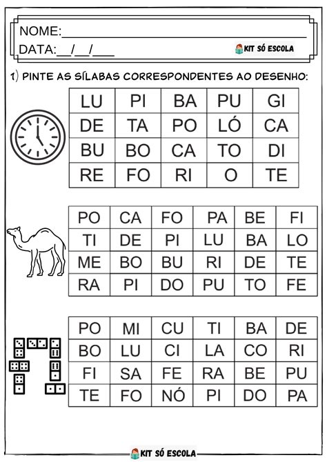 Atividades Silabas Simples e Complexas 12 SÓ ESCOLA