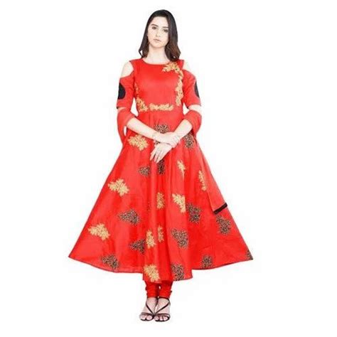 Silk Red Embroidered Anarkali Suit At Rs 2524 In Kolkata Id 17803005291