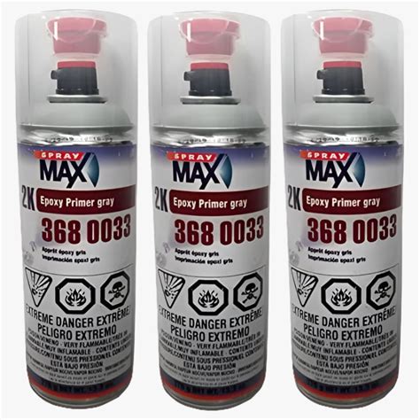 SprayMax 3680033 2K Epoxy Rust Cure Primer Gray Aerosol 3