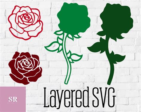 SVG: Layered Rose Svg. 4 Layers. Vinyl Cutting. Card Cutting. - Etsy