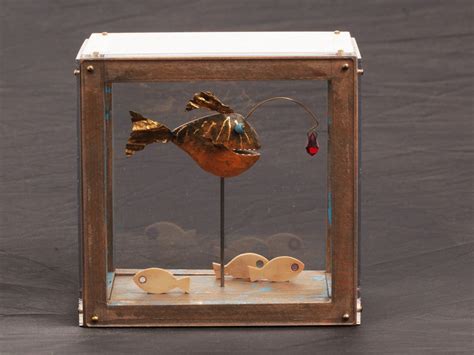 Ocean Fish Diorama Sculpture Wooden Anglerfish Display Etsy