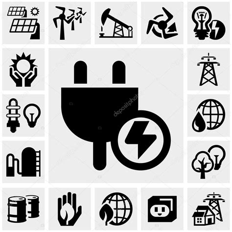 Conjunto De Iconos De Vector De Electricidad — Vector De Stock 38727729