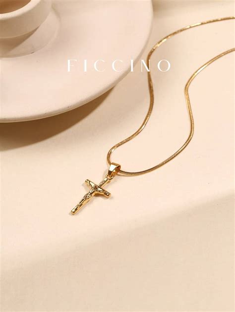 Ficcino Ficcino Men S Necklace K Gold Plated Jesus Cross Pendant With