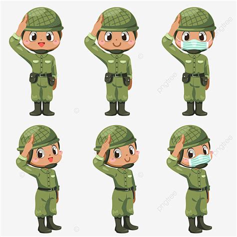 Conjunto De Hombre Con Vector De Personaje De Dibujos Animados Uniforme De Soldados Del Ejército