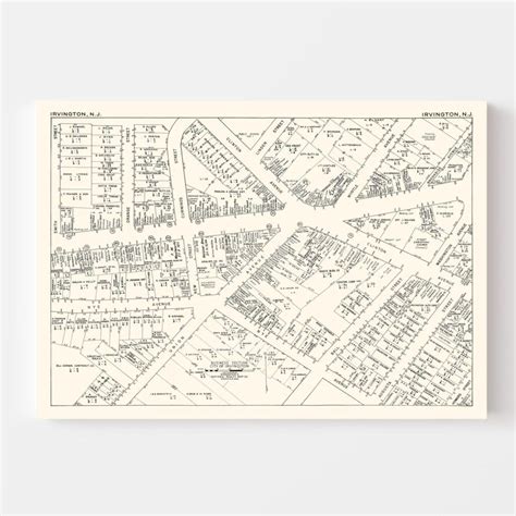 Vintage Map of Irvington, NJ Business Section 1947 by Ted's Vintage Art